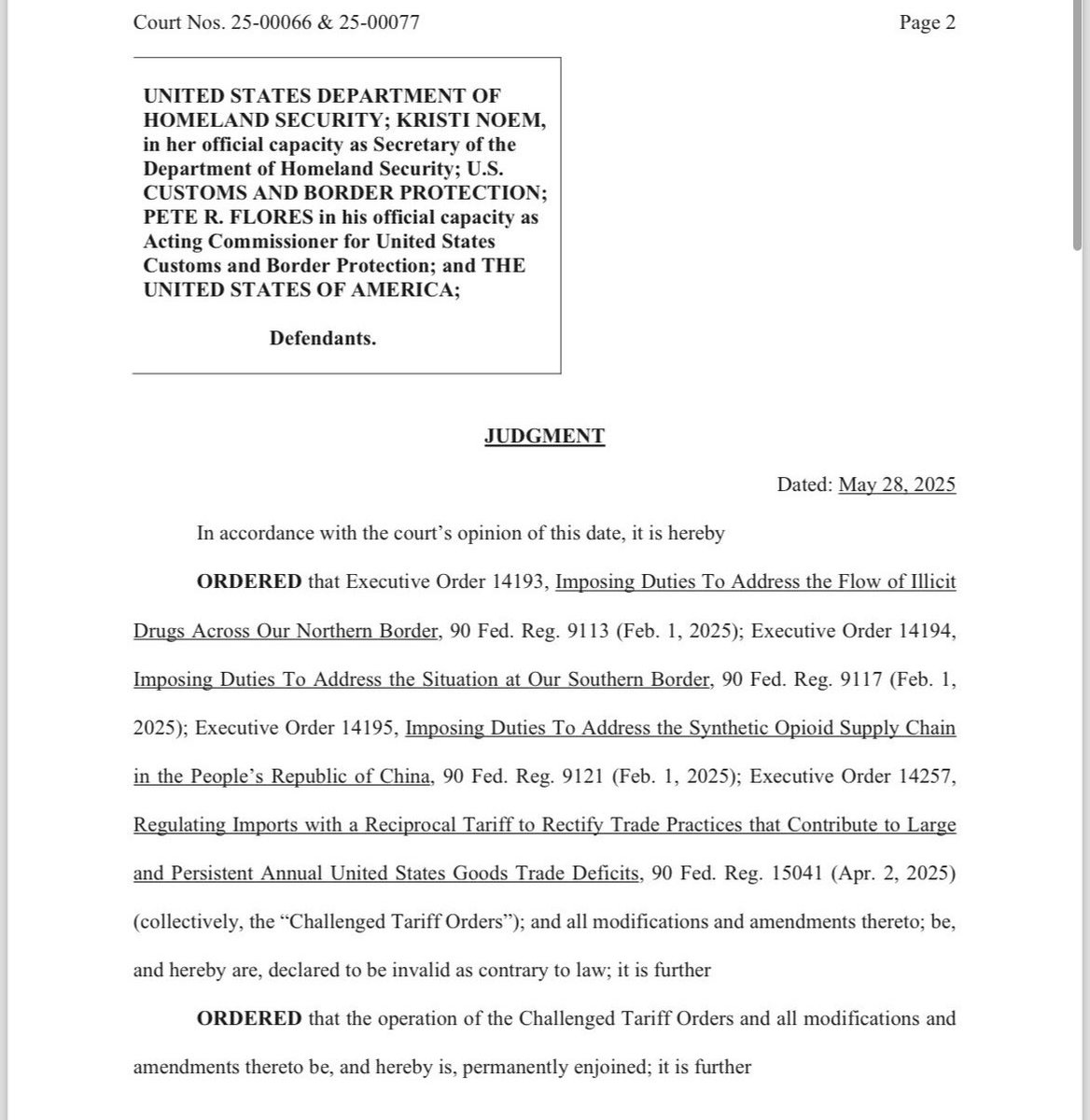 BREAKING: U.S. COURT OF INTERNATIONAL TRADE RULES AGAINST PRESIDENT TRUMP’S TARIFFS AS INVALID UNDER IEEPA — PRESIDENT DOES NOT HAVE THE AUTHORITY TO UNILATERALLY IMPOSE TARIFFS