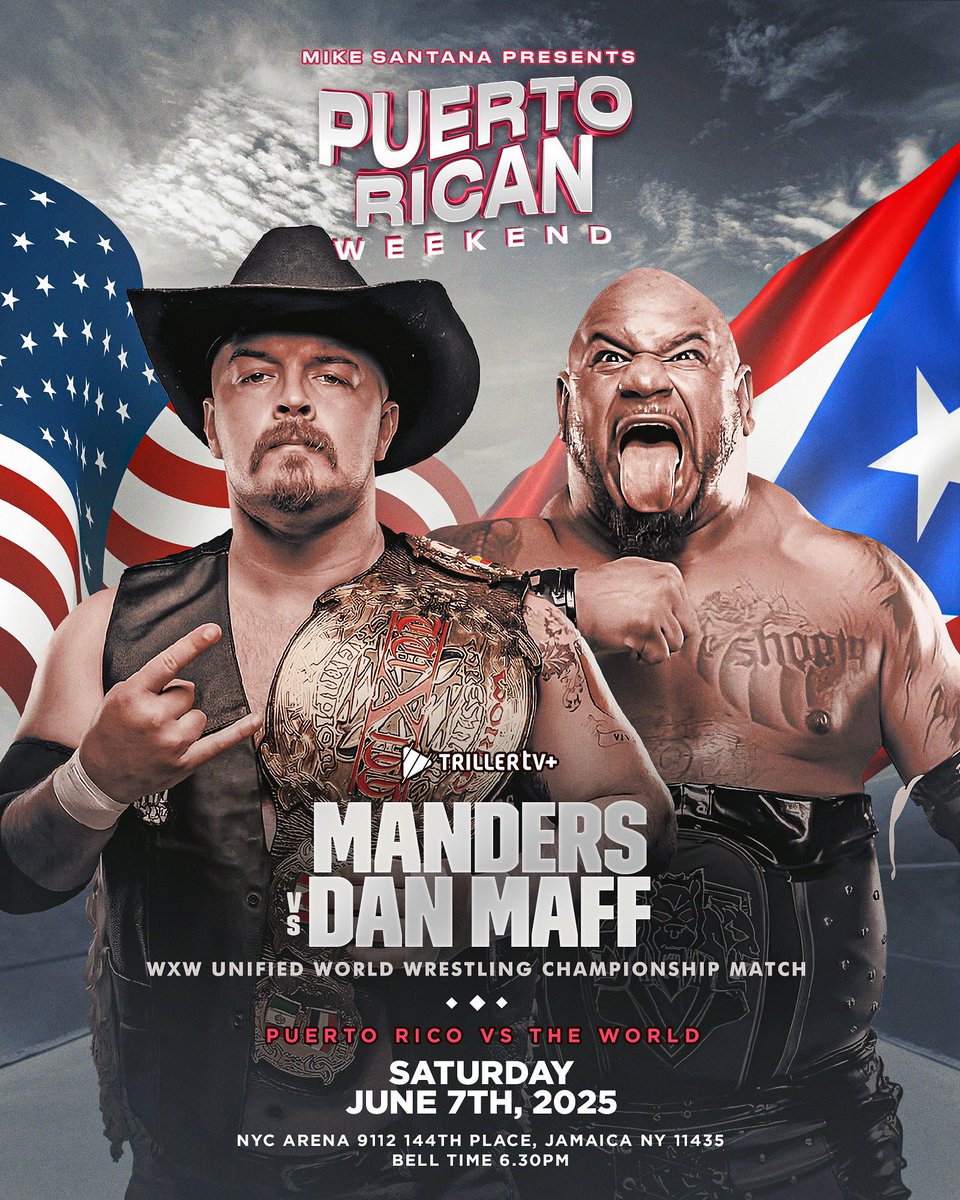 House Of Glory Wrestling (@hogwrestling) on Twitter photo 🇵🇷 PUERTO RICO vs THE WORLD 🌍
🇺🇸 MANDERS vs DAN MAFF 🇵🇷
<a href="/1called_manders/">1 Called Manders ワン・コールド・マンダース</a> vs <a href="/DannyMaff1/">DannyMaffWrestling300</a>
📅 Saturday, June 7th, 2025
🕡 Bell Time: 6:30 PM
🎟️ Streaming LIVE on TrillerTV+
Join us LIVE ⬇️
tickettailor.com/events/houseof… 🇵🇷 PUERTO RICO vs THE WORLD 🌍
🇺🇸 MANDERS vs DAN MAFF 🇵🇷
<a href="/1called_manders/">1 Called Manders ワン・コールド・マンダース</a> vs <a href="/DannyMaff1/">DannyMaffWrestling300</a>
📅 Saturday, June 7th, 2025
🕡 Bell Time: 6:30 PM
🎟️ Streaming LIVE on TrillerTV+
Join us LIVE ⬇️
tickettailor.com/events/houseof…