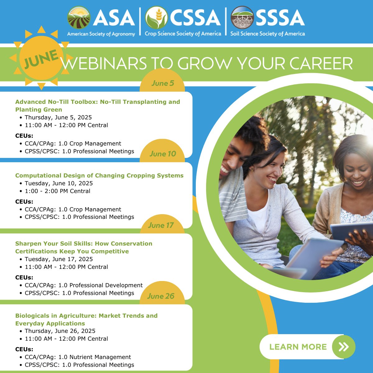 ☀️ Let the sunshine in with some amazing educational webinars in June! Free to members (don't tell me you're not a member). Learn more: ow.ly/b7Tc50VSCj9

 #EducationalWebinars #MemberBenefits #ProfessionalDevelopment #EarnCEUs #AgInnovation
