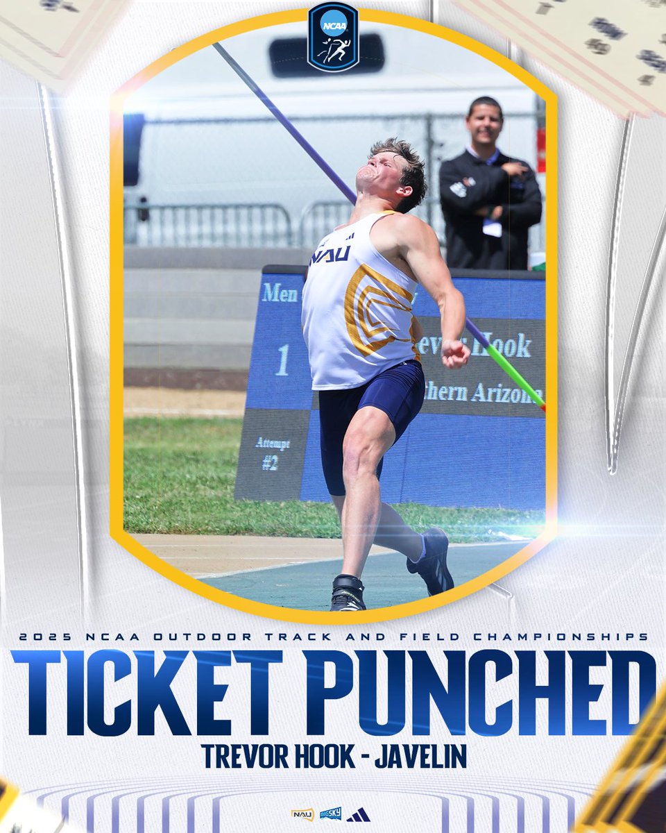 TICKET PUNCHED!!! 🎟️

Trevor Hook becomes the first male in program history to advance to the National Championships in the javelin!

Coming in ranked 24th, he tossed 68.62-meters to place 11th and punch his ticket to Eugene! 🪓

#RaiseTheFlag | #BigSkyTF