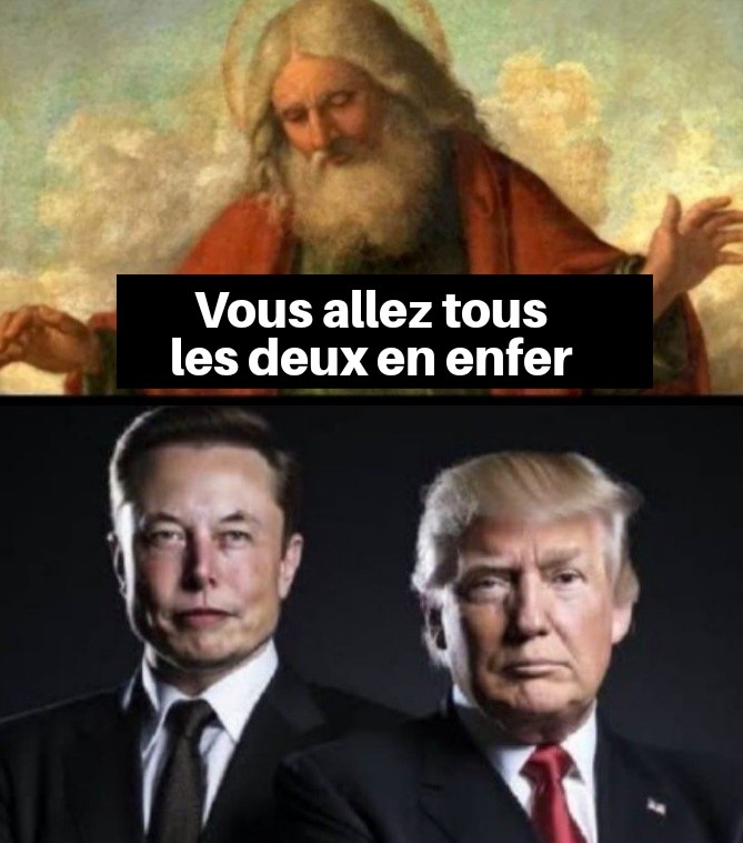 Donald Trump et Elon Musk ont ​​choisi la voie de l'indifférence et de la cupidité, ils n'auront donc certainement pas de place au paradis.
MAGA | États-Unis | Dieu | extrême droite