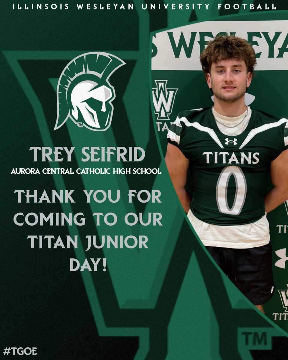 Trey Seifrid (@tseifrid33547) on Twitter photo Thank you <a href="/IWUTitanFball/">ILLINOIS WESLEYAN FOOTBALL</a> football for having me out today. Had a great time meeting the coaches and touring campus!!
<a href="/ZavierBarnes09/">Coach Barnes</a> <a href="/ACC_Chargers_FB/">Aurora Central Catholic Football</a> <a href="/CoachRago/">Christian Rago</a> <a href="/DeepDishFB/">DEEP DISH FOOTBALL</a> <a href="/dc_preps/">DailyChronicle Preps - Shaw Local</a> Thank you <a href="/IWUTitanFball/">ILLINOIS WESLEYAN FOOTBALL</a> football for having me out today. Had a great time meeting the coaches and touring campus!!
<a href="/ZavierBarnes09/">Coach Barnes</a> <a href="/ACC_Chargers_FB/">Aurora Central Catholic Football</a> <a href="/CoachRago/">Christian Rago</a> <a href="/DeepDishFB/">DEEP DISH FOOTBALL</a> <a href="/dc_preps/">DailyChronicle Preps - Shaw Local</a>