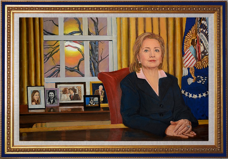 RonKeas's tweet photo. @ChelseaClinton I wanted to see Hillary in the Oval Office, so I did this oil painting.  God Bless the Clinton Family- Ron Keas https://t.co/ea0bRQzN0K