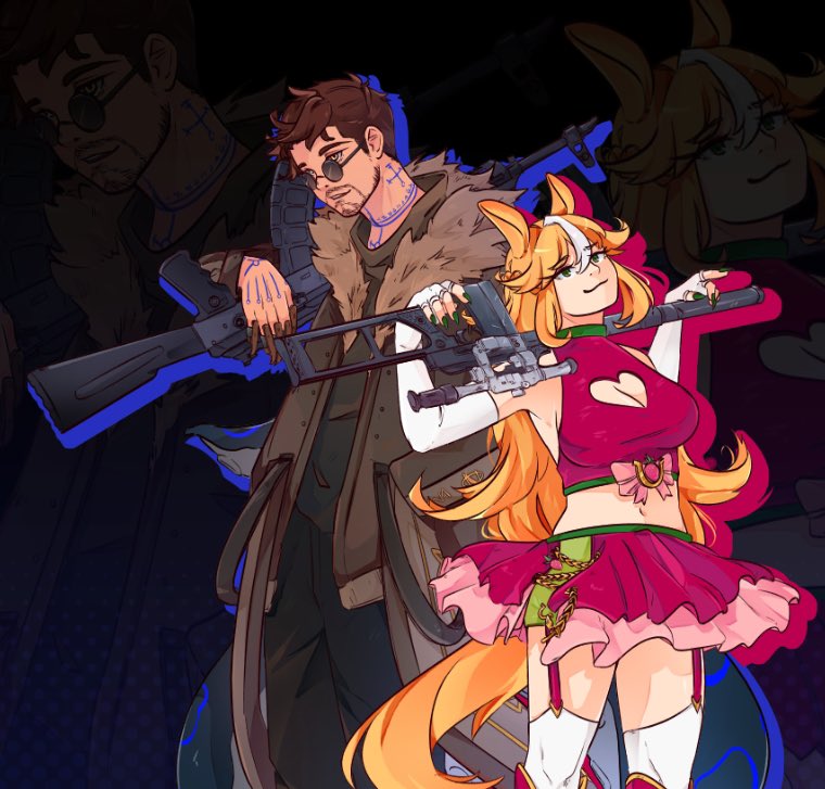 Cute little #WildAssault duo art 💕

This stinky horse has the skin of a killer~ 

🎨 squishy_mints on vgen
#Vtuber #ENVtuber #art