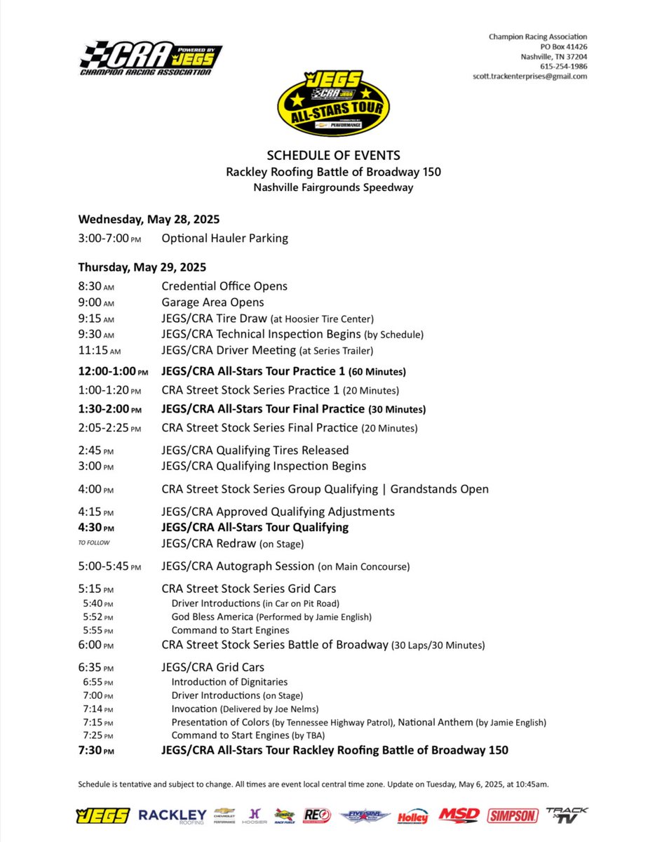 Hunter Wright (@hunterwright29) on Twitter photo Bringing 🔥 to a THURSDAY NIGHT in <a href="/visitmusiccity/">Nashville Tennessee</a>! The JEGS/CRA “Battle of Broadway” PLM 150 tomorrow at <a href="/RaceFairgrounds/">Nashville Fairgrounds Speedway</a>! 🎸
Let’s GO! 👊🏻
📺: <a href="/RacingAmerica/">Racing America</a> Bringing 🔥 to a THURSDAY NIGHT in <a href="/visitmusiccity/">Nashville Tennessee</a>! The JEGS/CRA “Battle of Broadway” PLM 150 tomorrow at <a href="/RaceFairgrounds/">Nashville Fairgrounds Speedway</a>! 🎸
Let’s GO! 👊🏻
📺: <a href="/RacingAmerica/">Racing America</a>