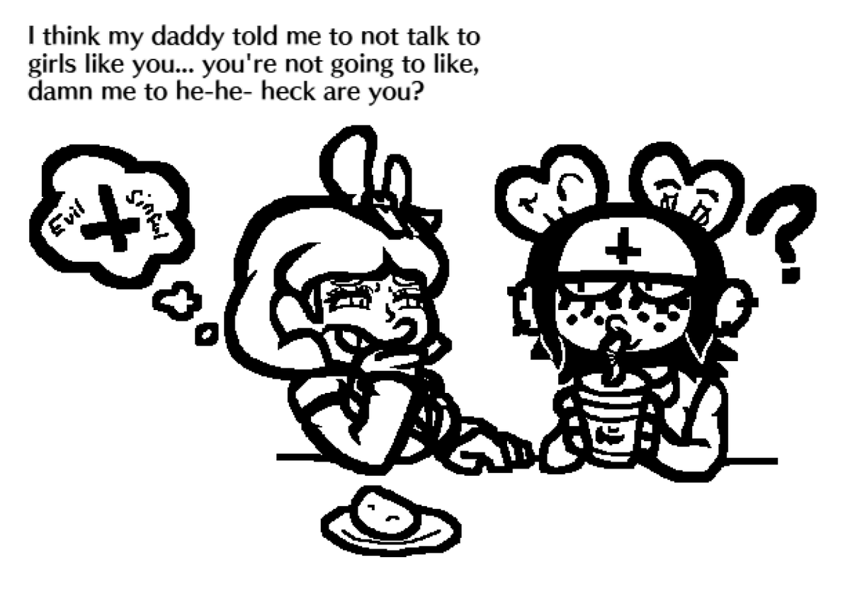 SkywardGonz_Art's tweet photo. (Fixed)
@GoddGod1's Baby and the some other idiot, who cares about her. Plus a lil' bonus funny. I think at this point I'm using mspaint more then I'm using Clip studio... https://t.co/ppMIwQ9ama
