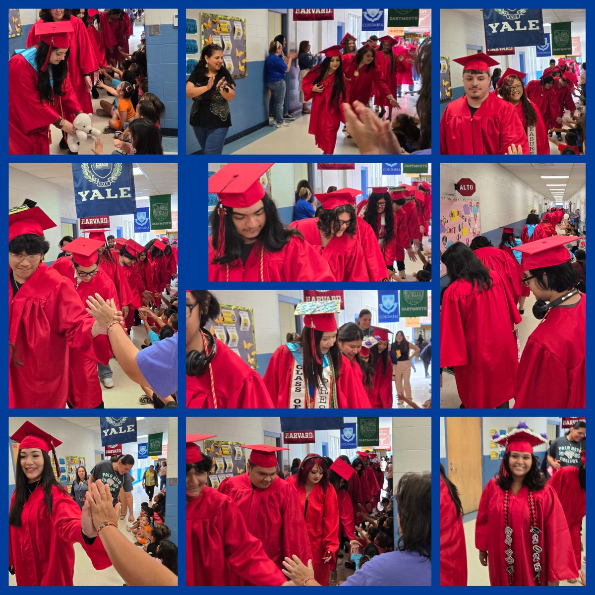 RCLS_Principal's tweet photo. Full circle moments at @HBGElementary today — where some of the #Classof2025 began their journey, they returned today as soon to be graduates from @FINEARTS_EISD  So many little hearts looking up, &amp; so many big hearts remembering. ❤️🎓 #SeniorWalk @CanalesItzamara @caustica76 https://t.co/OHsv6FZYEr