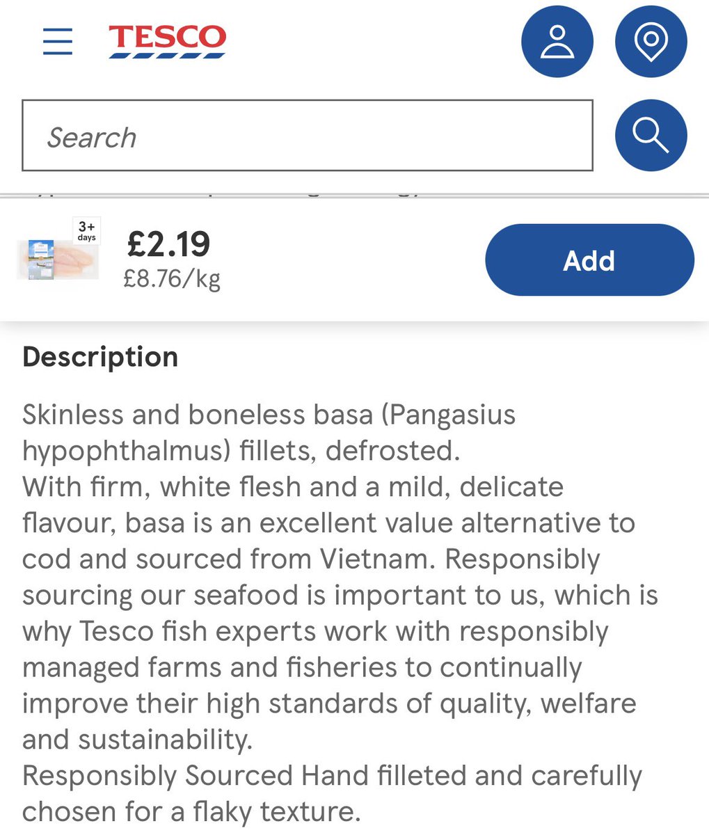 Dear <a href="/Tesco/">Tesco</a> 

Why are you flogging fish from Vietnam? This just undermines the British fishing workers and communities. And right now the British fishing industry needs more support rather than product competition from Vietnam facilitated by Tesco.
