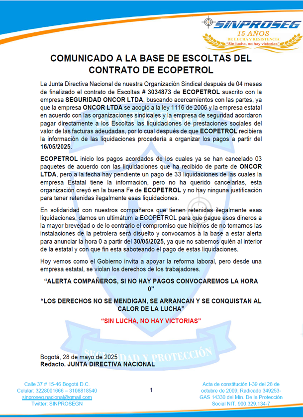 SINPROSEG NACIONAL tweet media