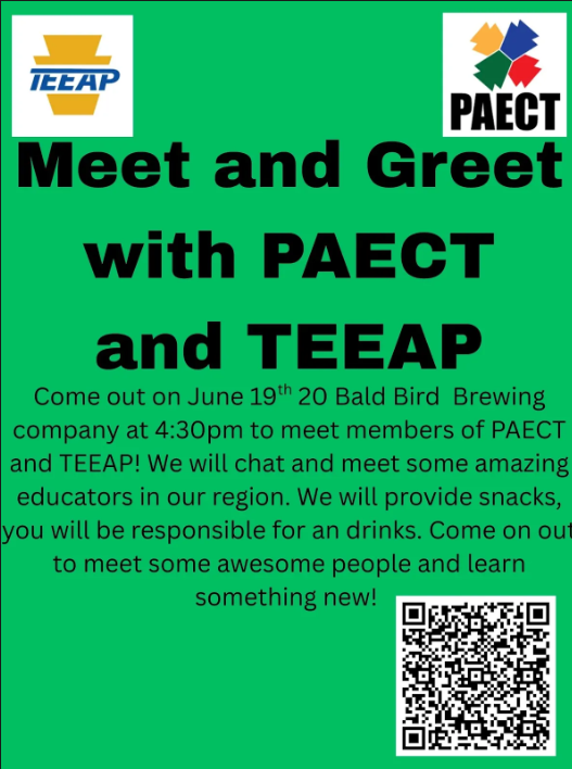 Come out and join us on June 19th at 4:30 PM at Bald Birds Brewing Company! This is a great chance to chat and connect with fellow TEEAP and PAECT educators from our region.
We appreciate you registering and filling out the google form so we plan for food.paect.org/event-6201681?…