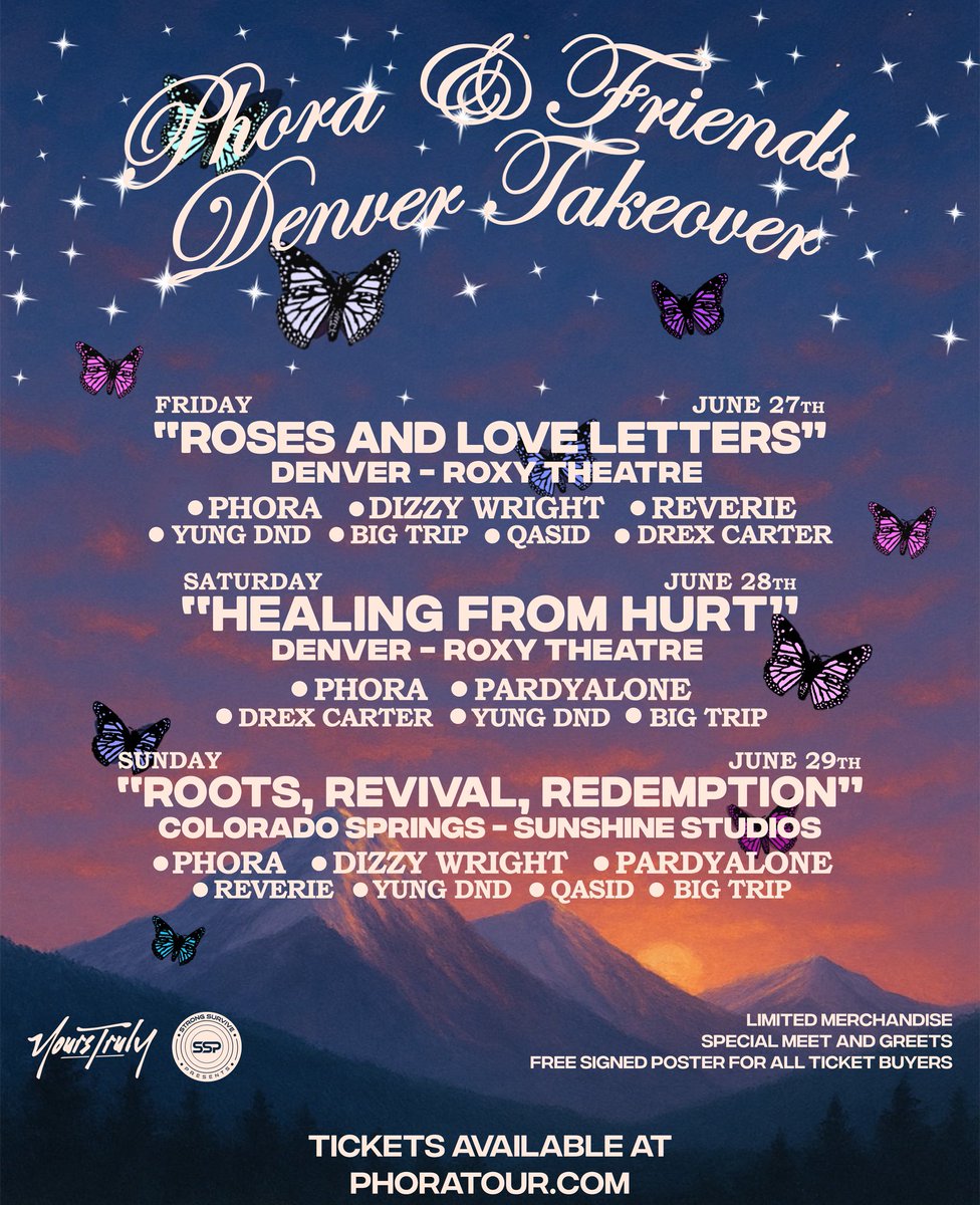 PHORAONE's tweet image. Phora &amp;amp; Friends 

Denver &amp;amp; Colorado Springs 

June 27-29