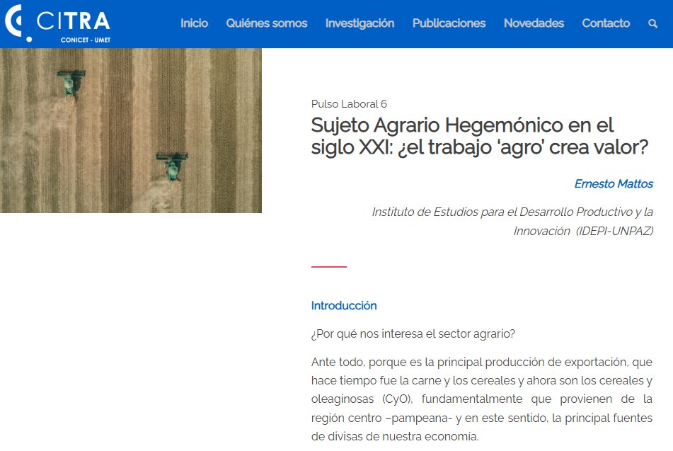 idepi_unpaz's tweet image. 🔵Publicación en la #Revistas #Pulso @citrainv por @mattosernesto #idepi #depit sobre el &quot;Sujeto Agrario Hegemónico, restricción externa, EPD y EFD en el siglo XXI&quot;. 

Descargar aquí👉🏽citra.org.ar/publicaciones/…

#Universidad 
#Publica 
#Conurbana