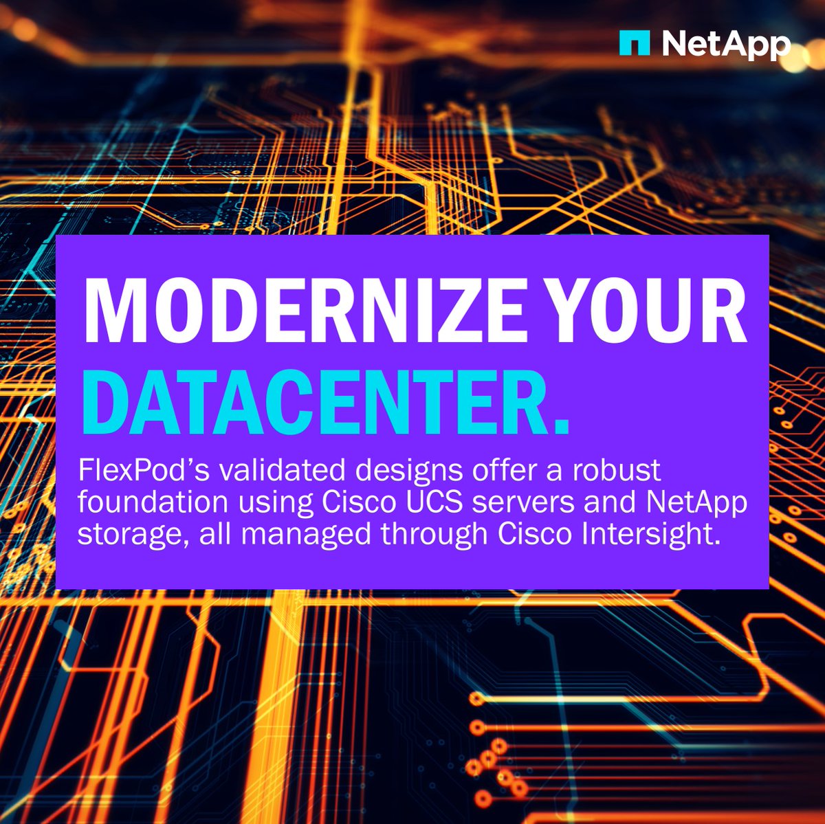 FlexPod's tweet photo. 💡 Looking to modernize your datacenter? FlexPod Datacenter's validated designs offer a robust foundation using Cisco UCS servers and NetApp storage, all managed through Cisco Intersight. 🔗 Learn more 🧠 https://t.co/spDmuUbMcd #FlexPod #NetApp #Cisco #UCS #Intersight #ONTAP https://t.co/qzPPAJqCYB