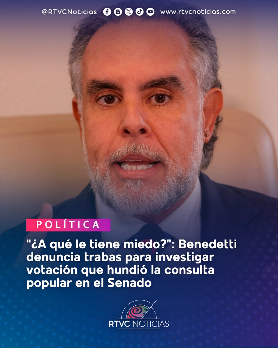 🏛️ Armando Benedetti denunció que no ha podido formalizar su acusación contra el secretario del Senado por presuntas irregularidades, debido a que no le han entregado el video oficial de la votación de la consulta. ⬇️
lc.cx/tw8D4u