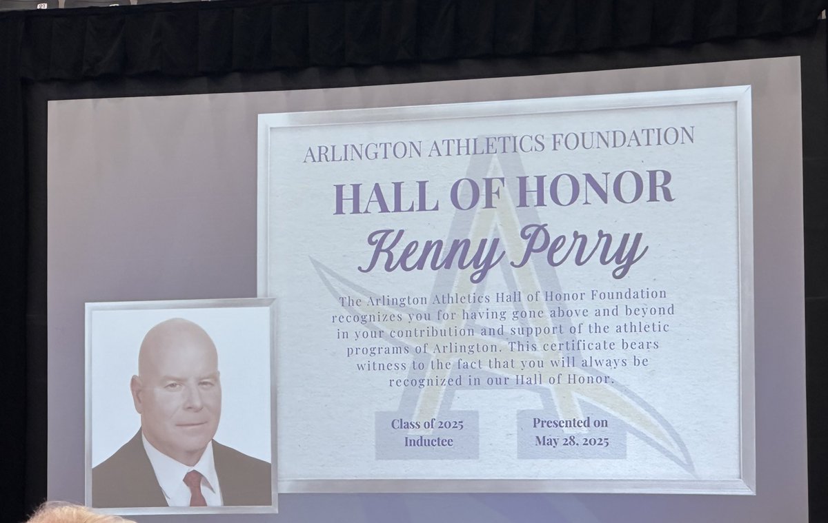 Matt Wilson 🌵 (@thewolf6674) on Twitter photo Congrats to a CERTIFIED Arlington legend - <a href="/CoachKennyPerry/">Kenny Perry 🌵</a> Proud of your induction into the Arlington Athletics Hall of Honor!!! This guy is universally loved by this community because he’s a real dude. Genuine. Authentic. Unapologetically himself. Loves big. Great friend. Congrats to a CERTIFIED Arlington legend - <a href="/CoachKennyPerry/">Kenny Perry 🌵</a> Proud of your induction into the Arlington Athletics Hall of Honor!!! This guy is universally loved by this community because he’s a real dude. Genuine. Authentic. Unapologetically himself. Loves big. Great friend.