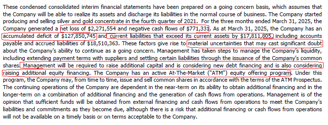 Mark_IKN's tweet photo. Nobody Reads Financials, part 734:

Compare the soft soap nonsense in Guanajuato Silver's $GSVR.v 1q25 results NR to the cruel reality of Note 1 in its RegF filing 👇👇. That this überdog-mit-fleas was +10% today is testament to the financial illiteracy of silverbug morons. https://t.co/WVKpx8vFQe