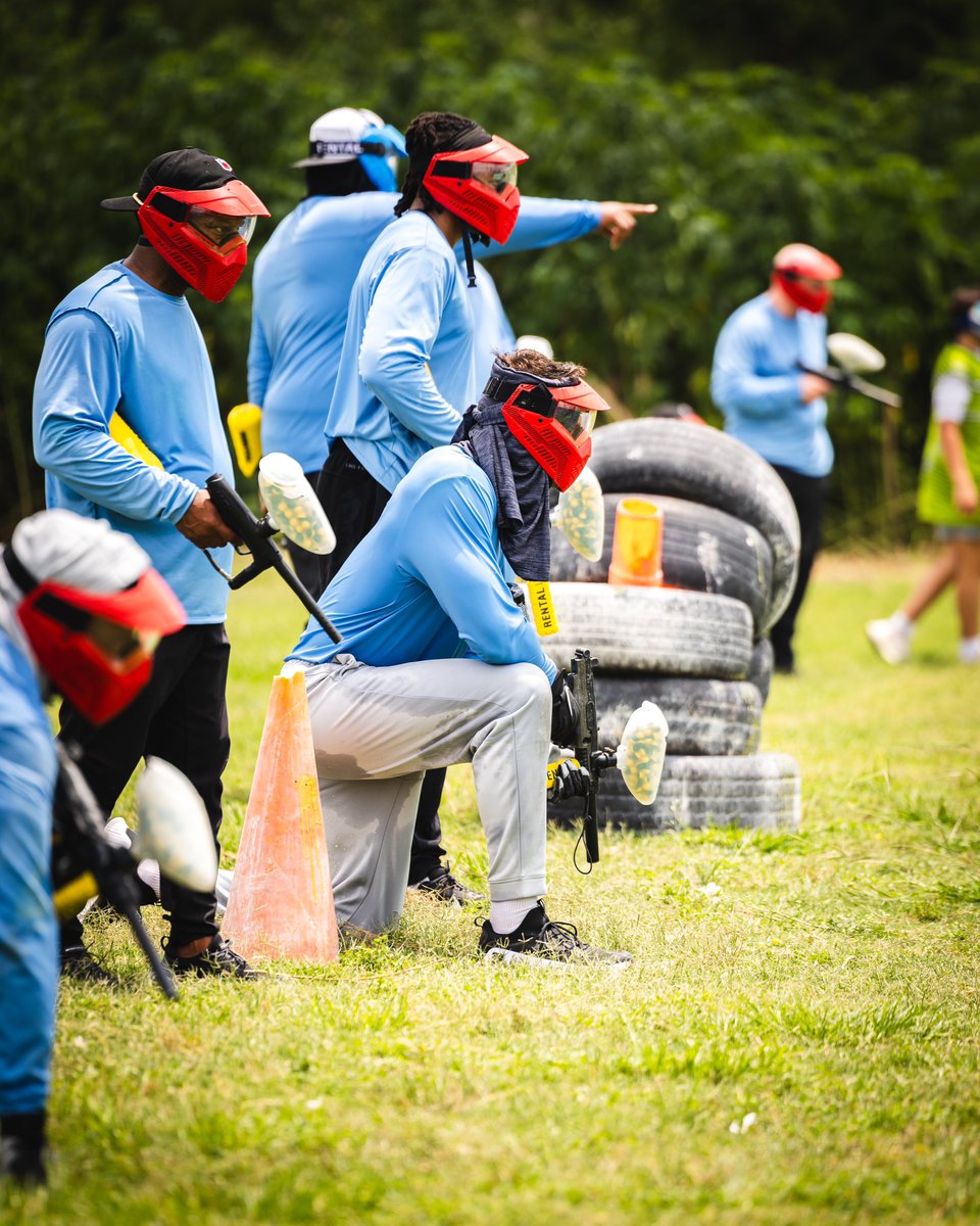 Saints's tweet photo. team bonding on the paintball field ☀️ https://t.co/NmKK2xvX9W
