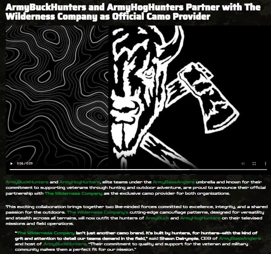 BREAKING: ArmyBuckHunters &amp; ArmyHogHunters team up with The Wilderness Company as their official camo partner! 🦌💥
Built for the mission. Field-tested by warriors.
Catch it this season on Sportsman Channel!
#SupportDefendHunt #VeteranStrong #ABH #AHH
