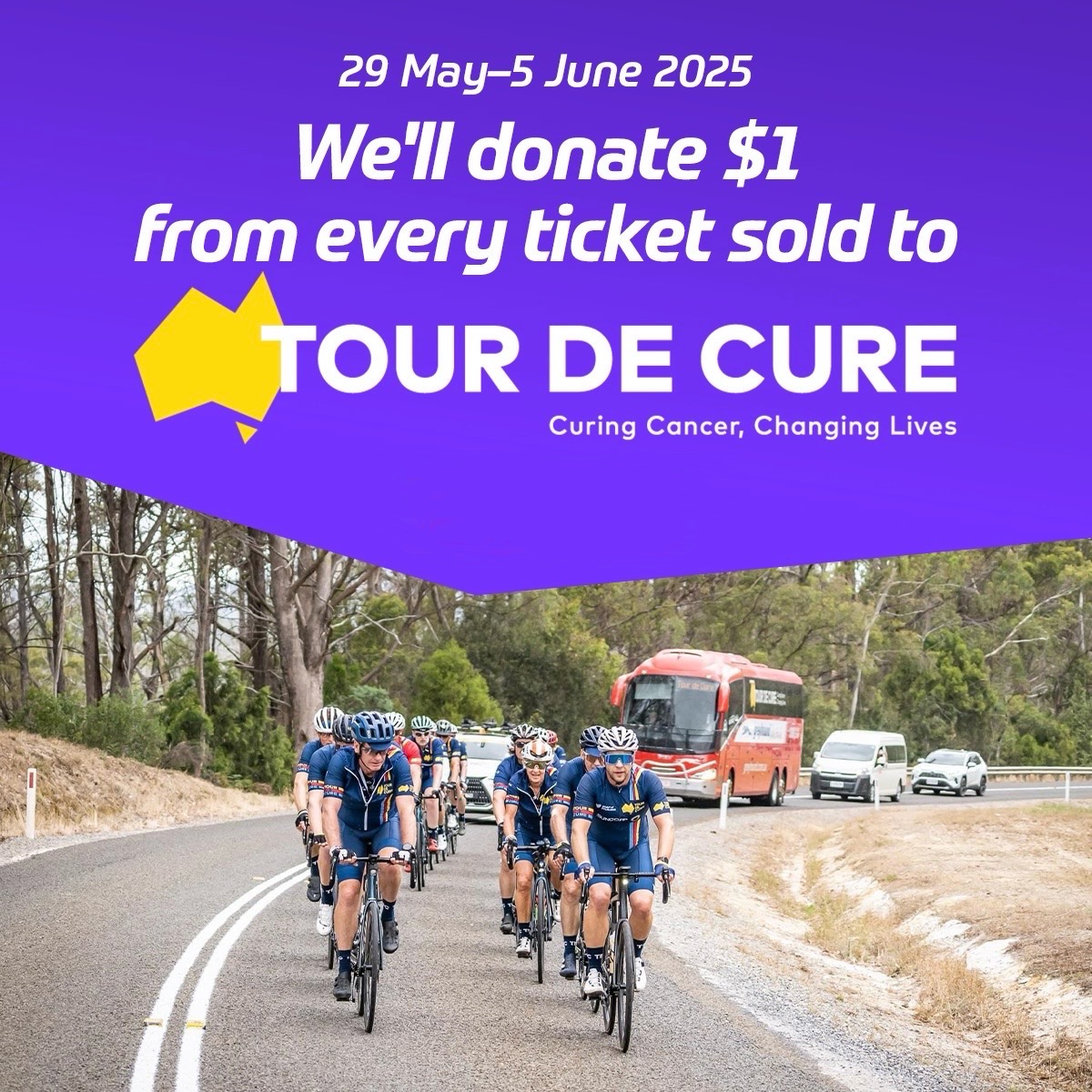 This year's Signature Tour will be a life-changing, inspirational and transformative tour from Airlie Beach to Port Douglas, raising money and awareness for cancer research and support 💛

Greyhound will donate $1 from every ticket sold 29 May–5 June 2025 to <a href="/tourdecure_aus/">Tour De Cure</a>  to
