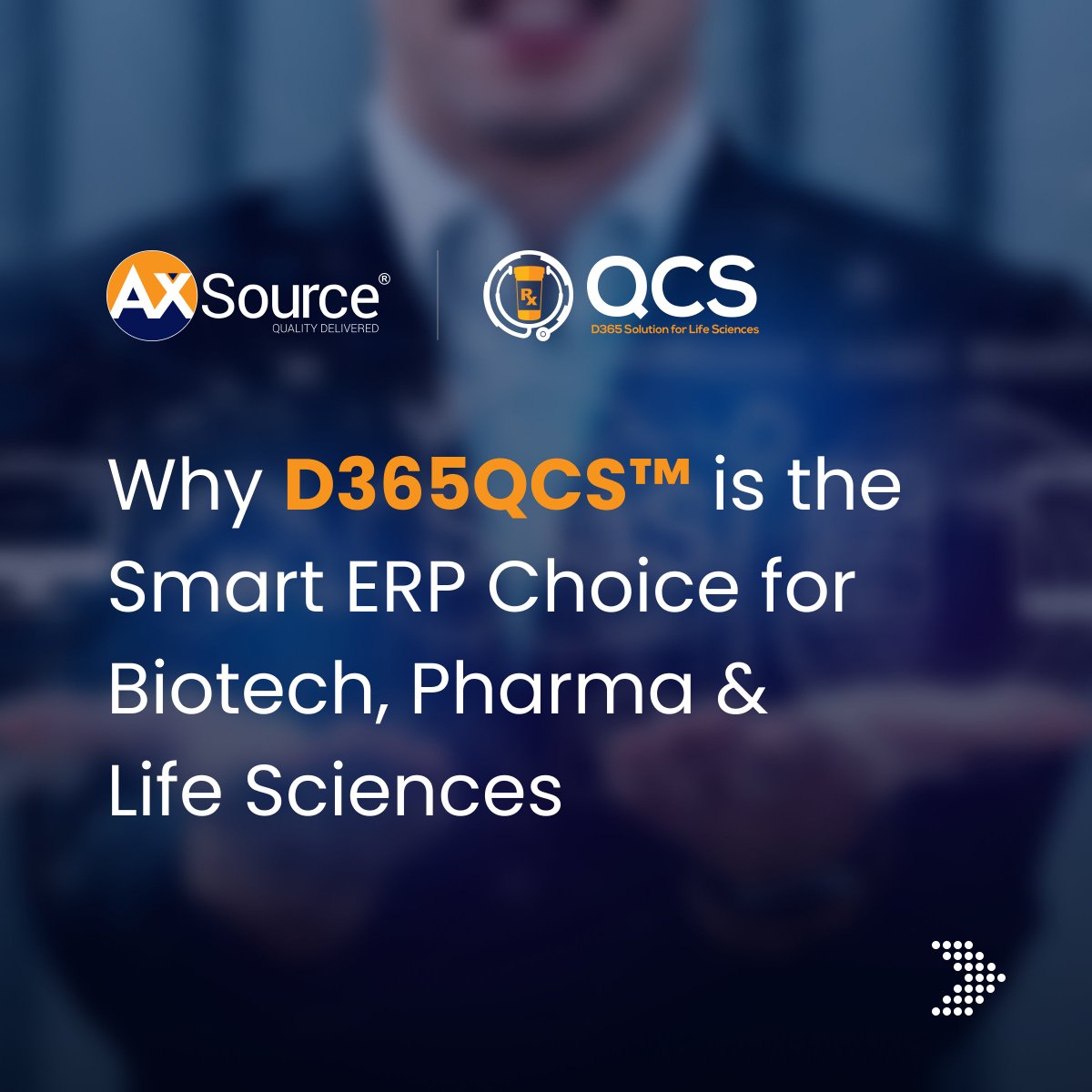 axsource's tweet image. D365QCS™ brings intelligent ERP to life sciences—uniting compliance, quality, and operations on a trusted Microsoft Dynamics platform.

#MicrosoftD365 #MicrosoftPartner #AXSource #MicrosoftDynamics365  #Dynamics365Experts #LifeSciences #Biotech #ERP #D365QCS