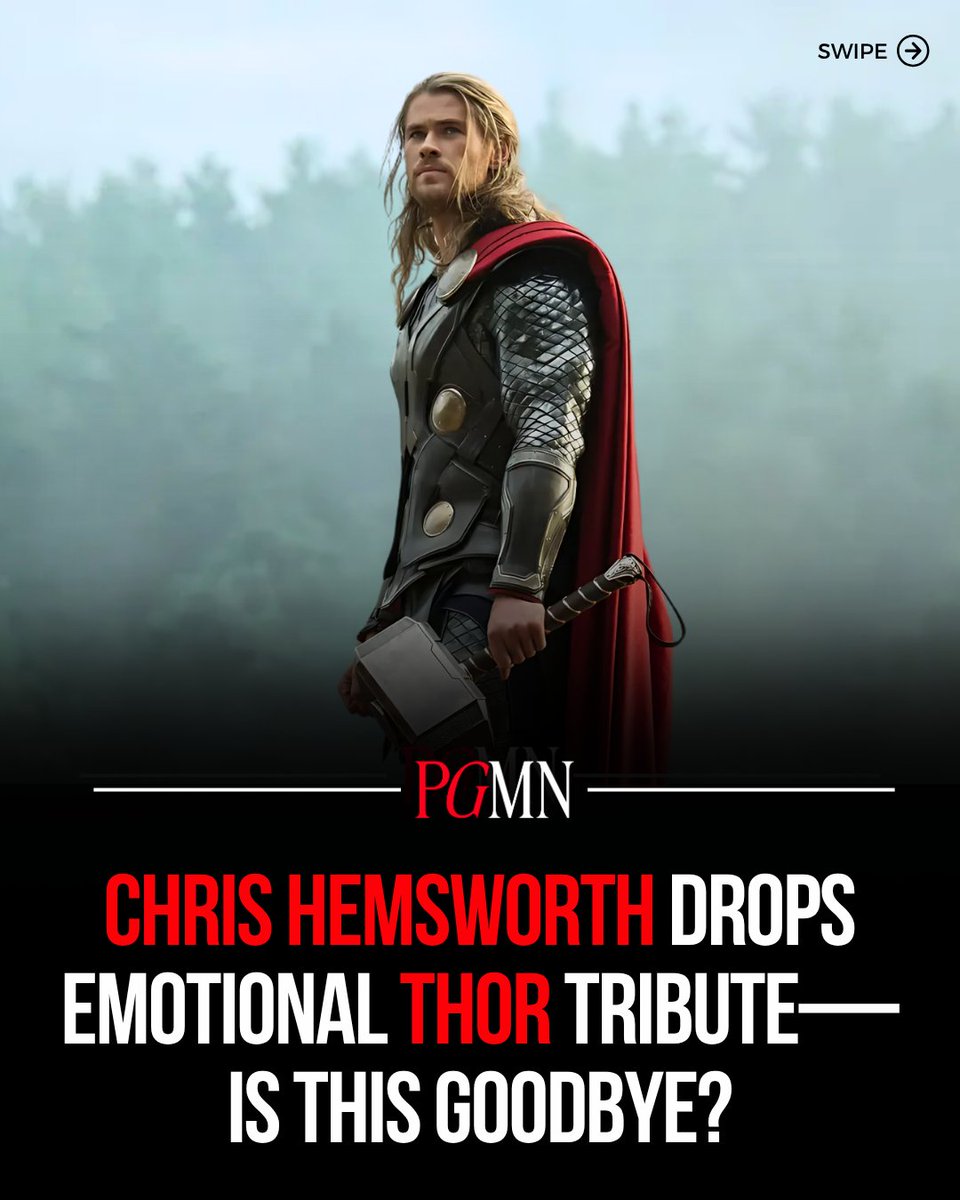 PGMNOfficial's tweet photo. .@chrishemsworth marks 15 years of @thorofficial with an emotional tribute video on @YouTube.

The actor’s retrospective, titled “Thank You! The Legacy of Thor,” traces his MCU journey from 2011 to 2022 and fuels speculation that @Avengers: Doomsday in 2026 could be his last appearance.

Read more on Peanut Gallery News:

https://t.co/7JA8nHfju6