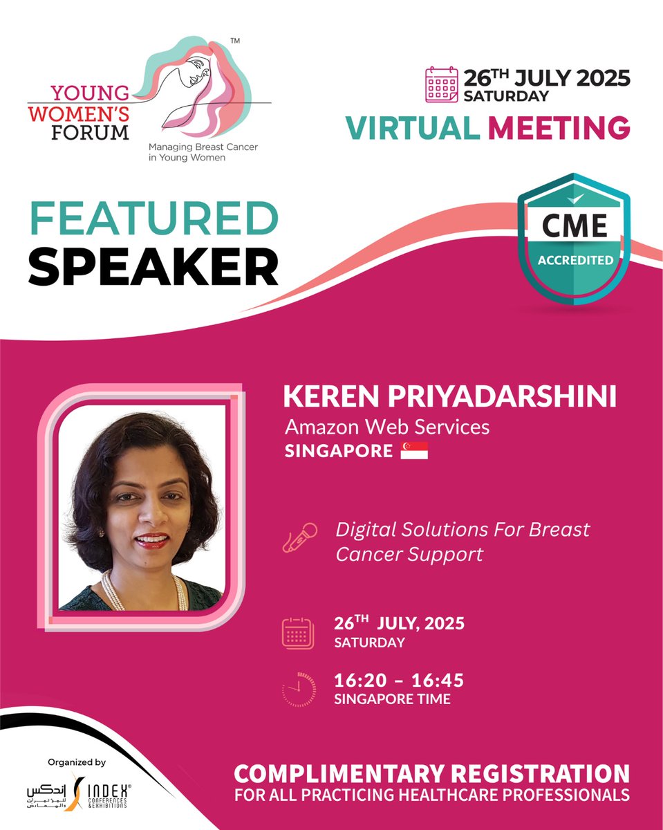 ywforum_'s tweet image. #YWF2025 – Innovation meets impact in women’s health
Featuring Keren Priyadarshini | Amazon Web Services
26 July | 16:20–16:45 GST
Digital Solutions for Breast Cancer Support
Explore tech-powered care solutions.
Register: ywforum.com/registration/
#BreastCancerSupport