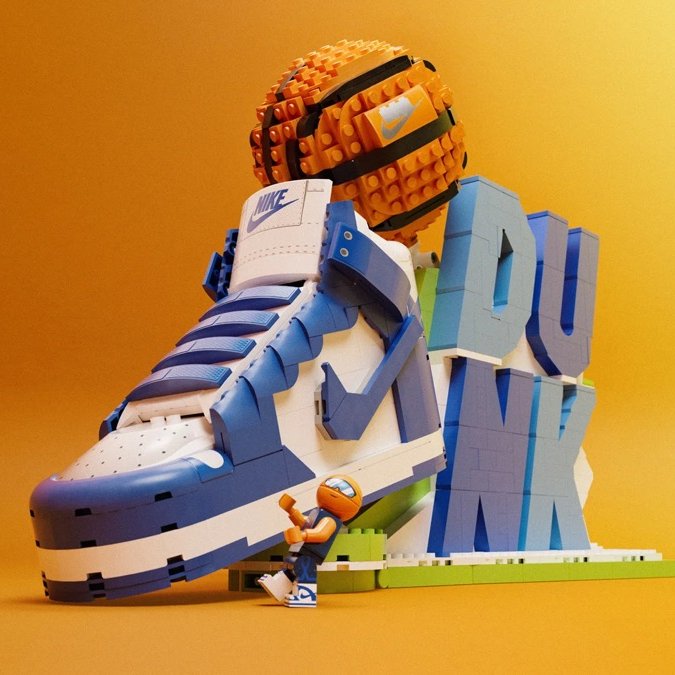 KicksFinder's tweet photo. FIRST LOOK: LEGO Nike Dunk set 🏀🧱

The LEGO(R) Nike Dunk, a LEGO(R) block product that will be released on Tuesday, July 1st, is made up of 1,180 pieces and is aimed at fans aged 10 and over.

The iconic Nike Dunk sneakers, a spinning basketball, and the familiar "Dunk" slogan for sports fans are reproduced with LEGO(R) blocks, and after assembling them, they can be enjoyed as a display. The inside of the sneakers also comes with a secret drawer for storing championship rings and small items, as well as replacement shoelaces for color customization. 

Inspired by the iconic sneakers "Nike Dunk," which have been loved for over 40 years since their birth, this set is a special collector's item that perfectly combines sneaker culture, the creativity unique to LEGO(R) blocks, and the charm of basketball. In addition, this set also comes with a unique mini figure "B'Ball Head" with a basketball motif.