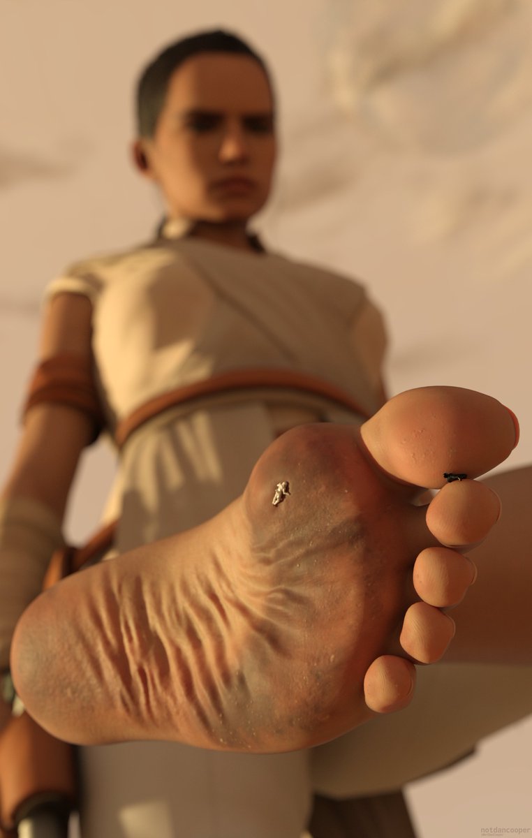 Plastered to the Jedi's bare foot, barely distinguishable from the rest of the dirt sticking to her sole.

They weren't sneaky, she knew they were there.

She just wanted to see how long they'd last.
#sizetwtter 
- - -
Just a quickie render, still working on the next comic.