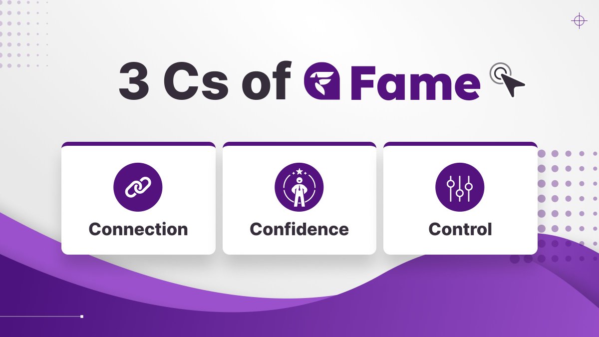 What are the three letter Cs of #FameAI? 🤔

✔️ Connection, Confidence and Control

#AICONs making everything easier for both individuals and businesses 💯