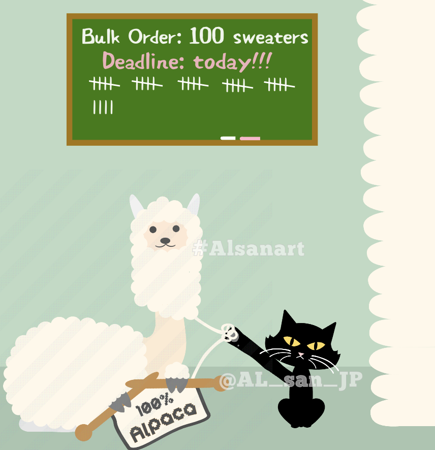 🐈‍⬛WIP🐈‍⬛
Cat is interrupting 𝙰𝚕-𝚜𝚊𝚗 struggling with the deadline🧶🦙😂😂😂

大口注文の納期が今日なのに猫さんに邪魔されて全然編めないアルさん🦙😂😂😂