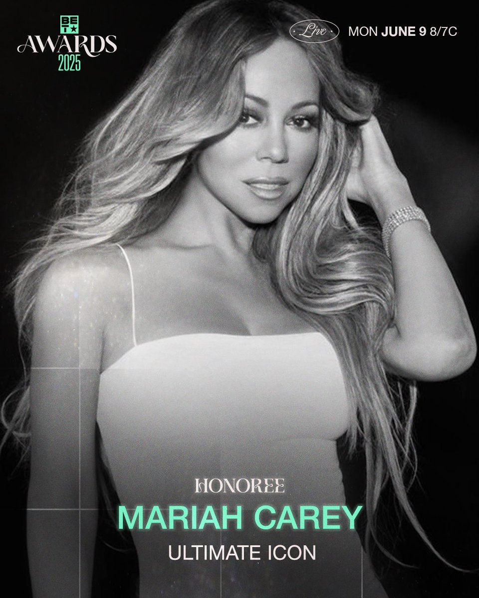 WORLDMUSICAWARD's tweet photo. #MariahCarey will receive the Ultimate Icon Award at the 2025 #BETAwards!💪🏆👸🏻💫🦋🐐🔥👑🤍
@MariahCarey https://t.co/0aQgmO4QHe