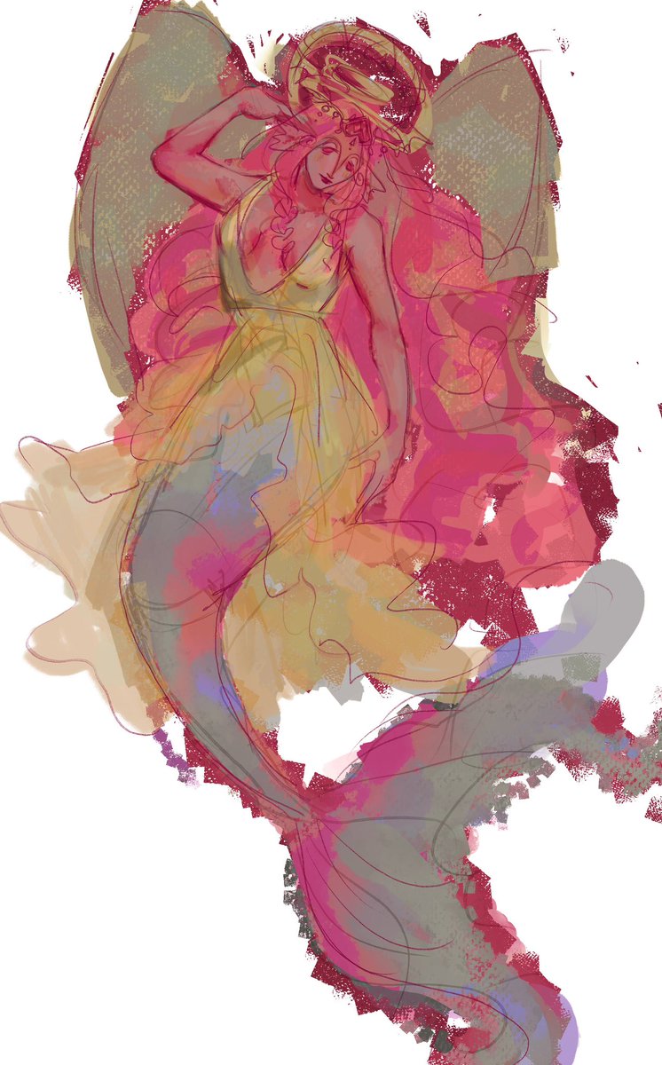 veryry rushed scrappy doodle of mermaid es before mermay ends 😵‍💫😵‍💫 trying to draw more but FINALS ARE BEATJNF MY ASS!!! I AM IN HELL!!!!!!   #crk #eternalsugarcookie