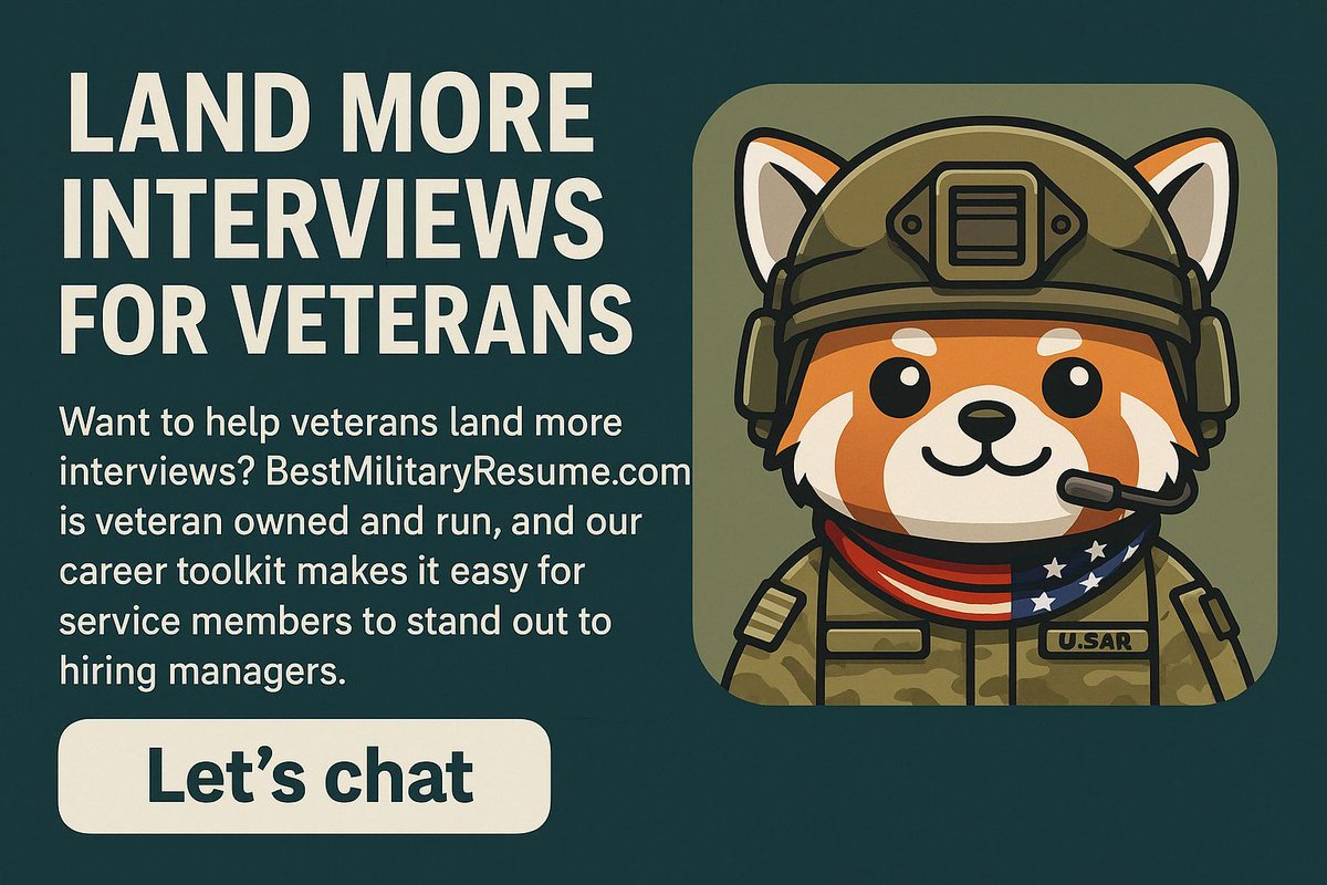 ResumeMilitary's tweet photo. Veterans don’t need another pep talk.
They need a fair shot.
A résumé that speaks in results, not rank.
A profile that shows value, not yesterday’s titles.
A toolkit built by people who’ve worn the boots.
That’s why we built https://t.co/CVWVuH36v0.
Clear words. Strong stories. https://t.co/5S4YJRU1j7