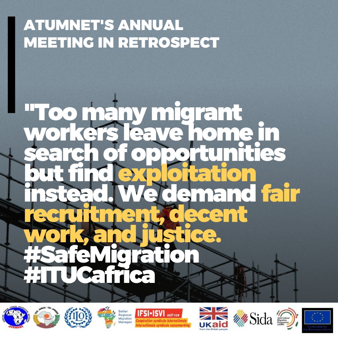 ITUC-Africa // CSI-Afrique (@ituc_africa) on Twitter photo "We ate once in three days and they gave us too much work" A badly treated migrant worker speaks out!
ITUC Africa is committed to ensuring fairness in the workplace for migrants. We won't rest until it's done. #safemigration #atumnet <a href="/ituc/">ITUC</a> @Akhator0 @ituceastafrica <a href="/B_ELRUFAI/">Hon. Mohammed Bello El-Rufai</a> "We ate once in three days and they gave us too much work" A badly treated migrant worker speaks out!
ITUC Africa is committed to ensuring fairness in the workplace for migrants. We won't rest until it's done. #safemigration #atumnet <a href="/ituc/">ITUC</a> @Akhator0 @ituceastafrica <a href="/B_ELRUFAI/">Hon. Mohammed Bello El-Rufai</a>