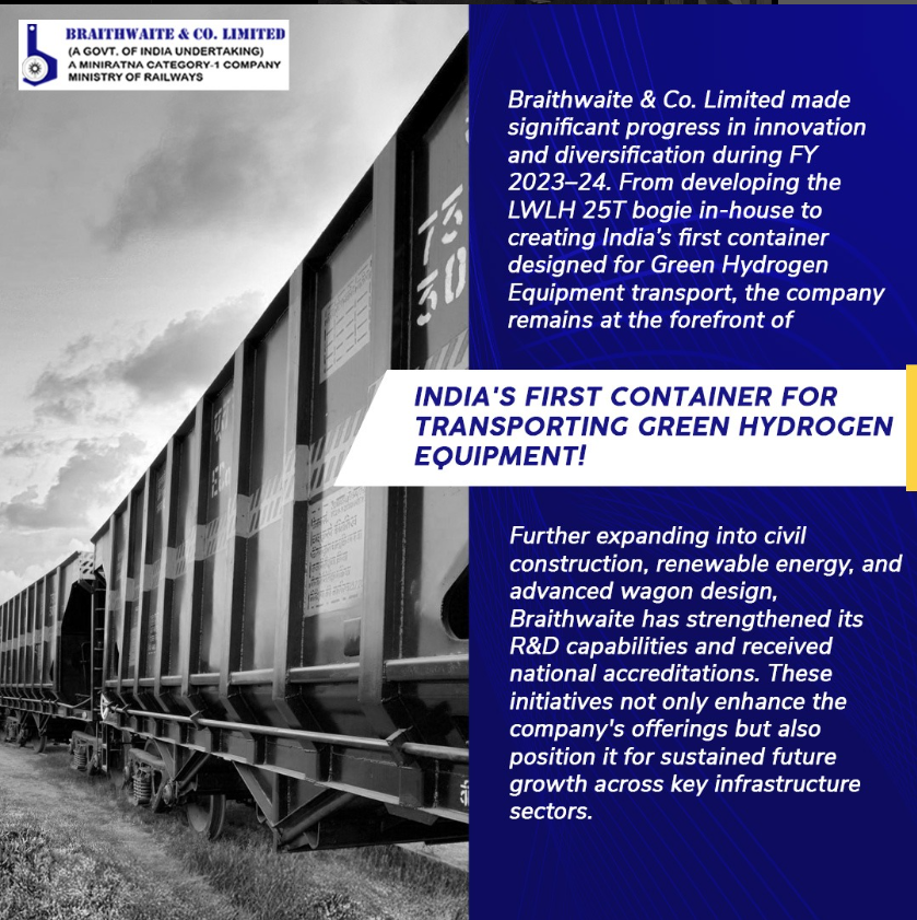 BraithwaiteKol's tweet photo. Braithwaite &amp; Co. Limited marks a historic milestone with the successful in-house development of India’s first-ever container for transporting Green Hydrogen Equipment. 

#GreenHydrogen #MakeInIndia #InnovationInEngineering #BraithwaiteAndCo https://t.co/ZwAOuh7dAz
