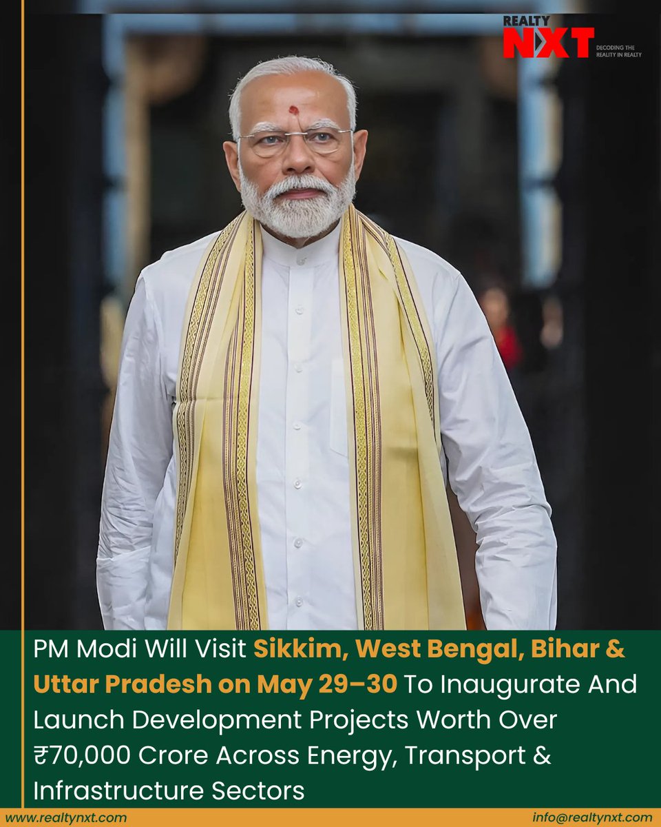 RealtyNXT's tweet image. PM Modi embarks on a transformative 4-state tour!

From celebrating #SikkimAt50 to launching gas, power, metro &amp;amp; defence corridor projects across WB, Bihar &amp;amp; UP — it&apos;s a mega push for infrastructure &amp;amp; welfare. 🇮🇳

#PMModi #DevelopmentTour #RealtyNXT #NationBuilding #VikasYatra