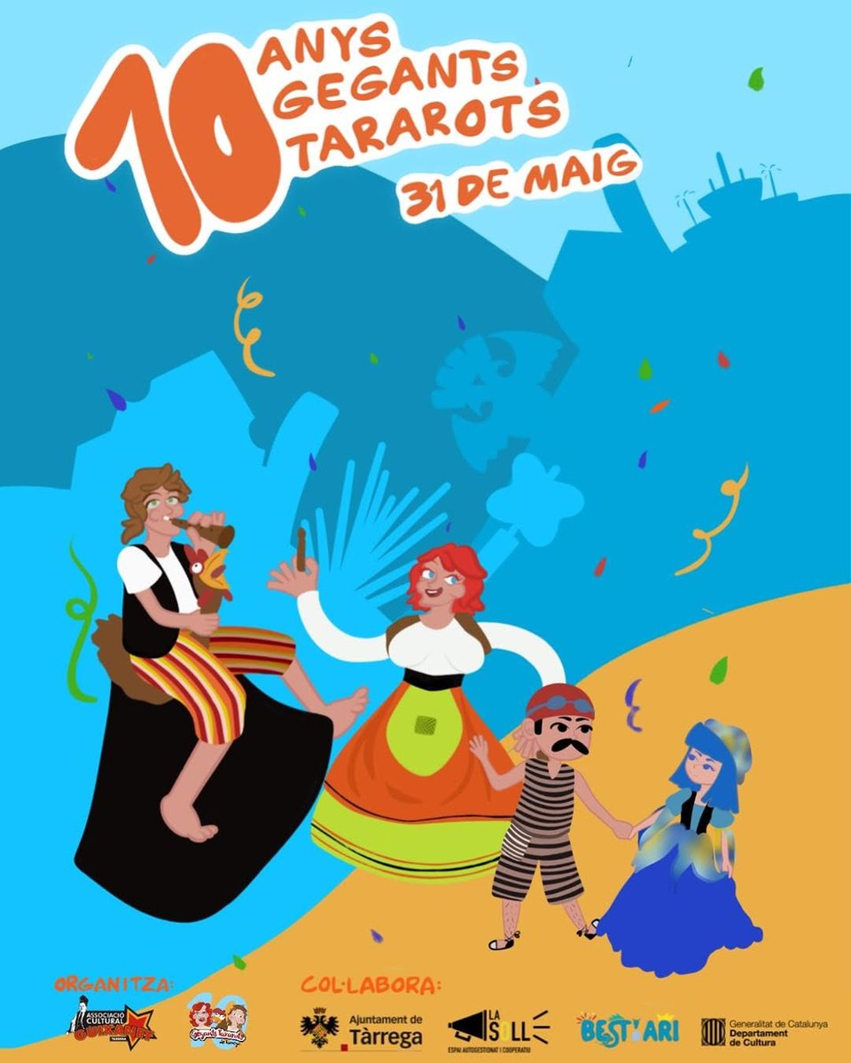 🎉 Els Gegants Tararots, el Cacauero i la Rubinada fan 10 anys!
📅 Dissabte 31 de maig
🕕 18 h · Plaça Major
🎭 Gegants, bèsties i danses d’arreu celebren amb nosaltres!