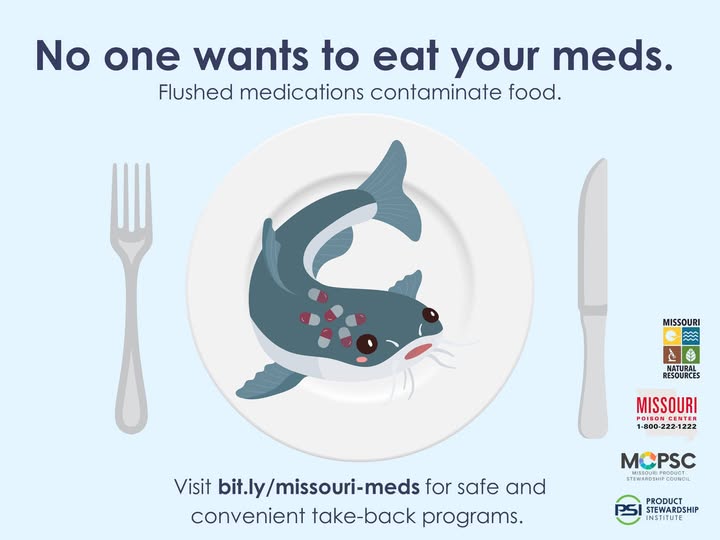 🚫 Don't flush them! 🚫 Flushing pills down the toilet can pollute our water and endanger public health. Visit ow.ly/R7lb50RApeg to find a safe medication disposal location near you!