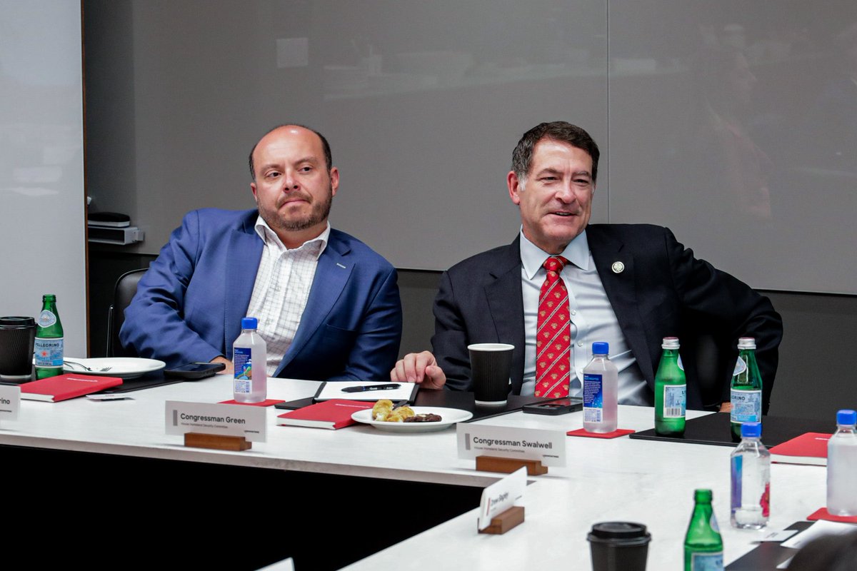 This morning, <a href="/RepMarkGreen/">Rep. Mark Green</a>, <a href="/RepGarbarino/">Rep. Andrew Garbarino</a> &amp; <a href="/RepSwalwell/">Rep. Eric Swalwell</a> visited <a href="/Apple/">Apple</a> and <a href="/CrowdStrike/">CrowdStrike</a> to learn more about their efforts to protect consumers and critical infrastructure from cyber threats, as well as how Congress can help improve public-private partnerships.