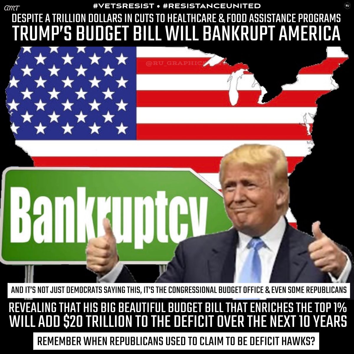 #ResistanceUnited
The Repubs are lowering taxes for the wealthiest, shifting wealth from the poor and middle class with increased taxes for the poor and low middle class. This will bankrupt the nation, creating an additional $20 trillion to the debt over 10 years.