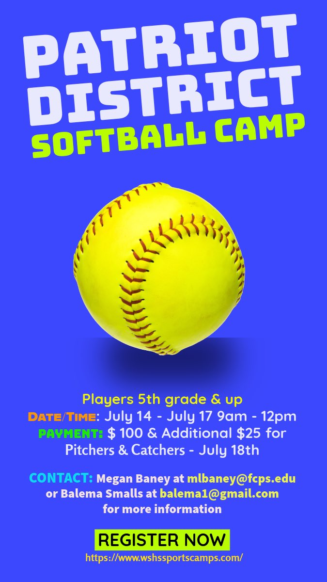 smbaney (@smbaney) on Twitter photo 5th Annual Patriot District Softball Camp for all girls grade 5 and up. All ability levels welcome.
<a href="/fcpsnews/">Fairfax Schools π</a> <a href="/wshsvsb/">$PARTAN $OFTBALL</a> <a href="/NVGSA_Softball/">Northern VA Girls Softball Association</a> <a href="/WoMyers63/">Bill Myers</a> 5th Annual Patriot District Softball Camp for all girls grade 5 and up. All ability levels welcome.
<a href="/fcpsnews/">Fairfax Schools π</a> <a href="/wshsvsb/">$PARTAN $OFTBALL</a> <a href="/NVGSA_Softball/">Northern VA Girls Softball Association</a> <a href="/WoMyers63/">Bill Myers</a>