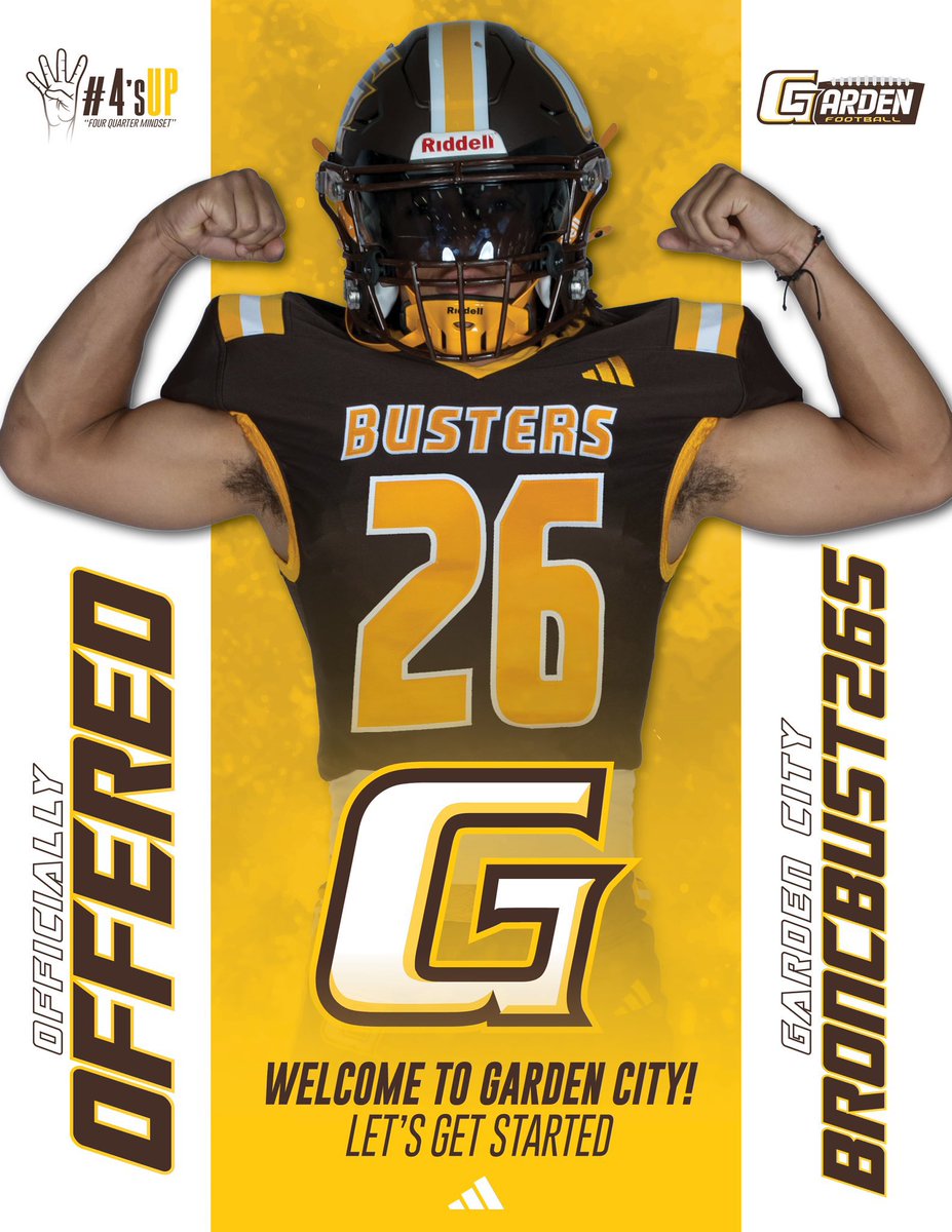 Anthony Salas (@anthonysalas088) on Twitter photo After a great camp performance I am blessed to announce that I have received an offer from <a href="/GCCC_FOOTBALL/">Broncbuster Football</a> #4sUp
<a href="/KiyoshiHarris/">Coach Kiyoshi Harris</a> <a href="/PIAthletes/">Coach James Tabor</a>
<a href="/westonschartz/">Weston Schartz/ Kapaun Football</a> <a href="/Coach_Landgren/">Kurt Landgren</a> After a great camp performance I am blessed to announce that I have received an offer from <a href="/GCCC_FOOTBALL/">Broncbuster Football</a> #4sUp
<a href="/KiyoshiHarris/">Coach Kiyoshi Harris</a> <a href="/PIAthletes/">Coach James Tabor</a>
<a href="/westonschartz/">Weston Schartz/ Kapaun Football</a> <a href="/Coach_Landgren/">Kurt Landgren</a>