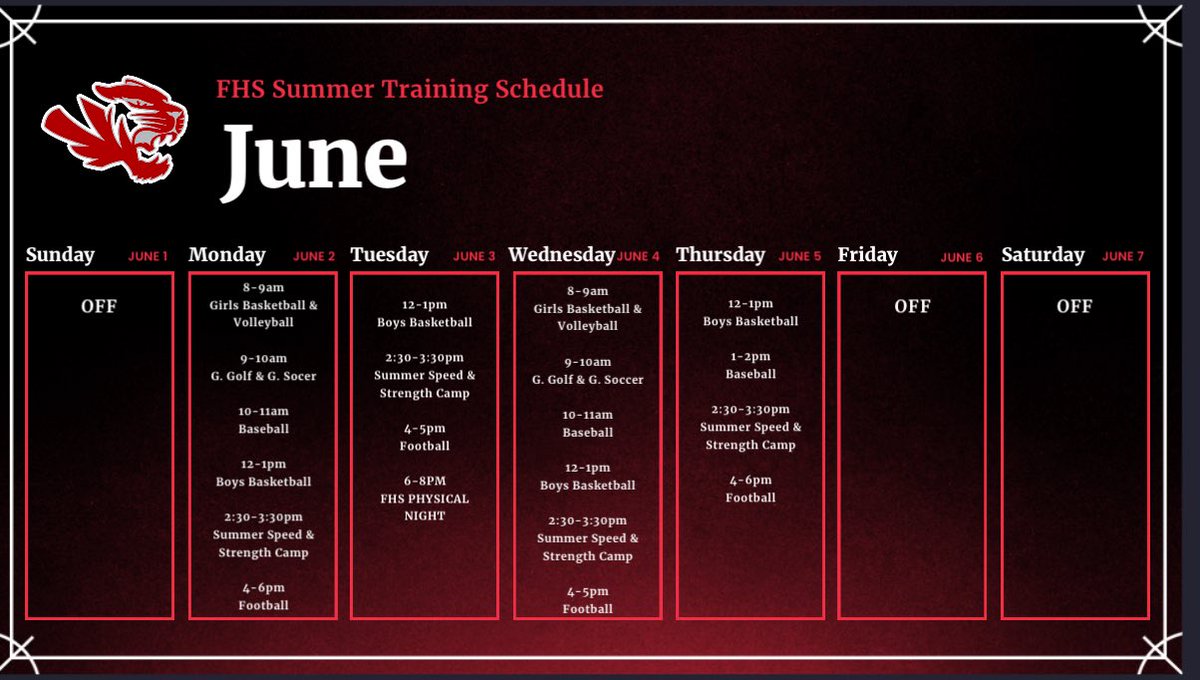 Summer Training starts next week!