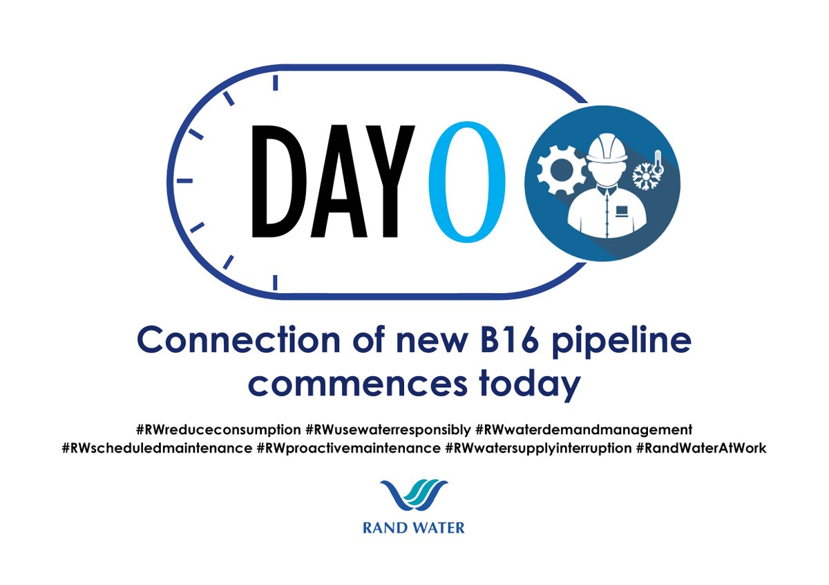 Rand_Water's tweet photo. 🚨 Important Update 🚨
Rand Water’s Planned Maintenance commences today! The work is part of our commitment to ensuring a sustainable and efficient water supply.
#RWPlannedMaintenance 
#RWWaterDemandManagement 
#RWWaterSupplyInterruption
#RWWaterSustainability 
#RWInfrastructure https://t.co/yJAEpZfXub
