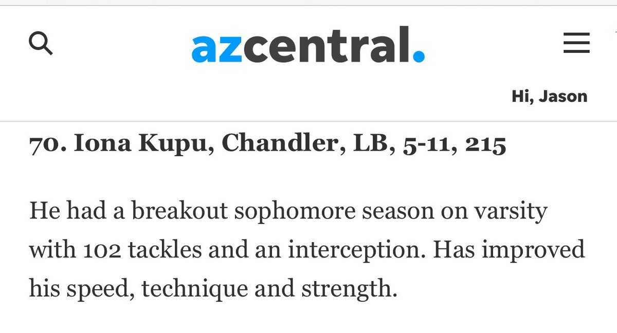 Great write up on <a href="/iona_kupu/">iona kupu</a>!

Absolutely got better this offseason. Expect this dude to be in the running for All State Linebacker by the end of the season. Absolute stud. #RecruitAZ 

<a href="/azc_obert/">Richard Obert</a>