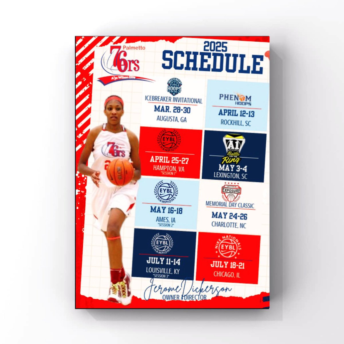 Coach Brandon Wallace 🏀 (@bwally33) on Twitter photo Through 6 events the daycare has compiled a record of 20-4 overall (8-2 Nike EYCL) including 13 Straight W’s. See yall in July ❤️💙
#Palmetto76ersAWE❤️💙 #17U <a href="/palmetto76erawe/">Palmetto 76ers/Aja Wilson Elite</a> Through 6 events the daycare has compiled a record of 20-4 overall (8-2 Nike EYCL) including 13 Straight W’s. See yall in July ❤️💙
#Palmetto76ersAWE❤️💙 #17U <a href="/palmetto76erawe/">Palmetto 76ers/Aja Wilson Elite</a>