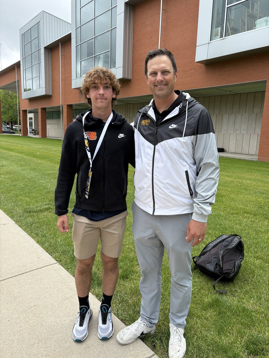 tylerborombozin's tweet photo. Had an amazing visit today at DePauw University. Thank you @qbdietz and @ScottSrnka  for the invite. @Coach_Kriesky @CoachHolmanFB @JamesWilhoit25 https://t.co/UFzFOw657R