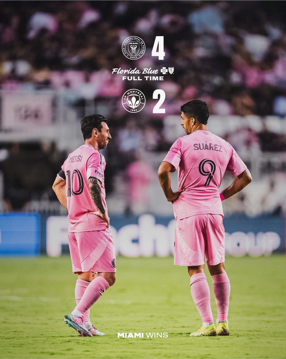 InterMiamiCF's tweet photo. 4️⃣ goals = 3️⃣ points. Vamos Miami 💗🖤 https://t.co/si8oVDy8rm