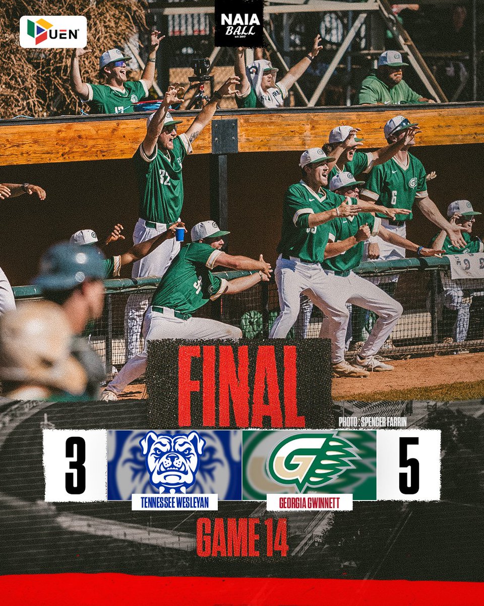 NAIA Ball (@naiaball) on Twitter photo 🚨WORLD SERIES GAME 14 FINAL brought to you by
<a href="/UrbanEdge_Net/">Urban Edge Network</a>
#2 Georgia Gwinnett eliminates #3 Tennessee Wesleyan 5-3
Scott Seeker: 2-4, 2 RBIs, 2B
Jon Ponder: 2-4, RBI, 2B, HR
Shane Anderson: 2.1 IP, 3H, 1ER, Win
Tyler E. Martin: Save
GGC will play the loser of tonights 🚨WORLD SERIES GAME 14 FINAL brought to you by
<a href="/UrbanEdge_Net/">Urban Edge Network</a>
#2 Georgia Gwinnett eliminates #3 Tennessee Wesleyan 5-3
Scott Seeker: 2-4, 2 RBIs, 2B
Jon Ponder: 2-4, RBI, 2B, HR
Shane Anderson: 2.1 IP, 3H, 1ER, Win
Tyler E. Martin: Save
GGC will play the loser of tonights