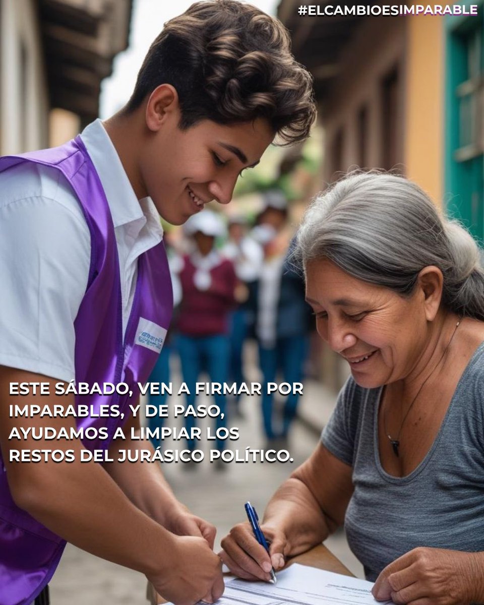 #ElCambioEsImparable Impulsemos juntos una política que inspire, una y construya. Este sábado 31, súmate a la #Firmatón de <a href="/ImparablesEc/">IMPARABLES</a>: Sumemos 50.000 firmas en 100 puntos y con 1.000 voluntarios y limpiemos la ciudad de propaganda electoral. 🟣🔵 ¡Es ahora! 👉🏽